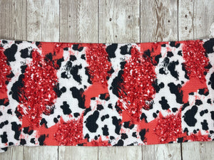 Red Glitter Cow Print